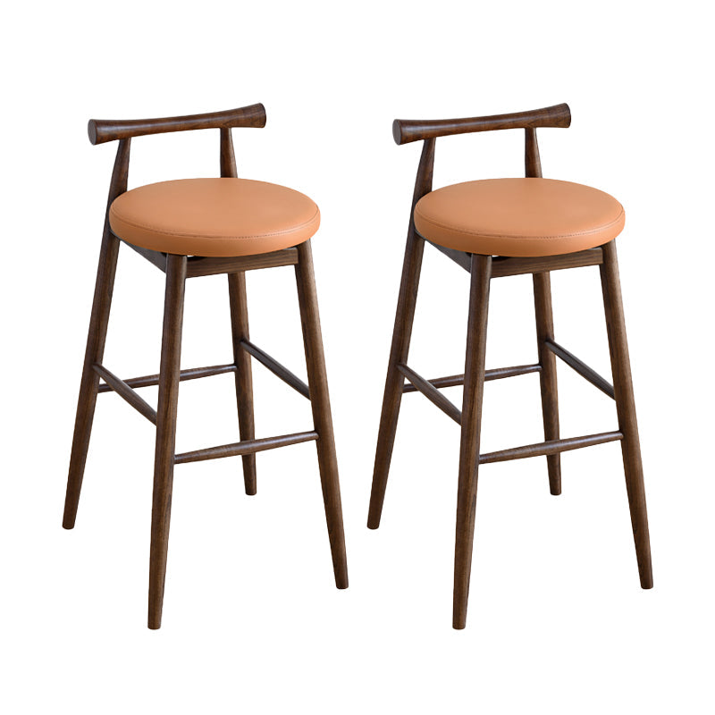 Contemporary Ash Wood Backrest Counter High Stool with 4 Legs Orange 2 Piece Set Clearhalo 'Bar Furniture' 'Bar Stools' 'bar_stools' 'furn' 'furn_bar_stools' 'Furniture' 'Kitchen & Dining Furniture' 7734475