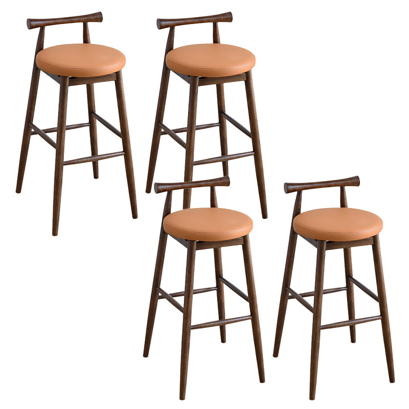 Contemporary Ash Wood Backrest Counter High Stool with 4 Legs Orange 4 Piece Set Clearhalo 'Bar Furniture' 'Bar Stools' 'bar_stools' 'furn' 'furn_bar_stools' 'Furniture' 'Kitchen & Dining Furniture' 7734477