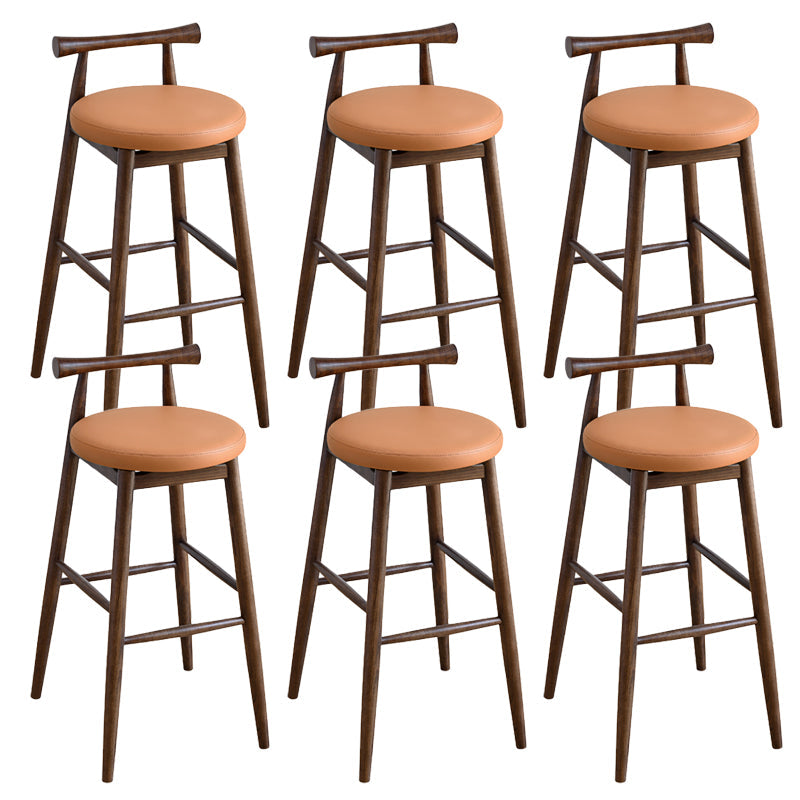 Contemporary Ash Wood Backrest Counter High Stool with 4 Legs Orange 6 Piece Set Clearhalo 'Bar Furniture' 'Bar Stools' 'bar_stools' 'furn' 'furn_bar_stools' 'Furniture' 'Kitchen & Dining Furniture' 7734479