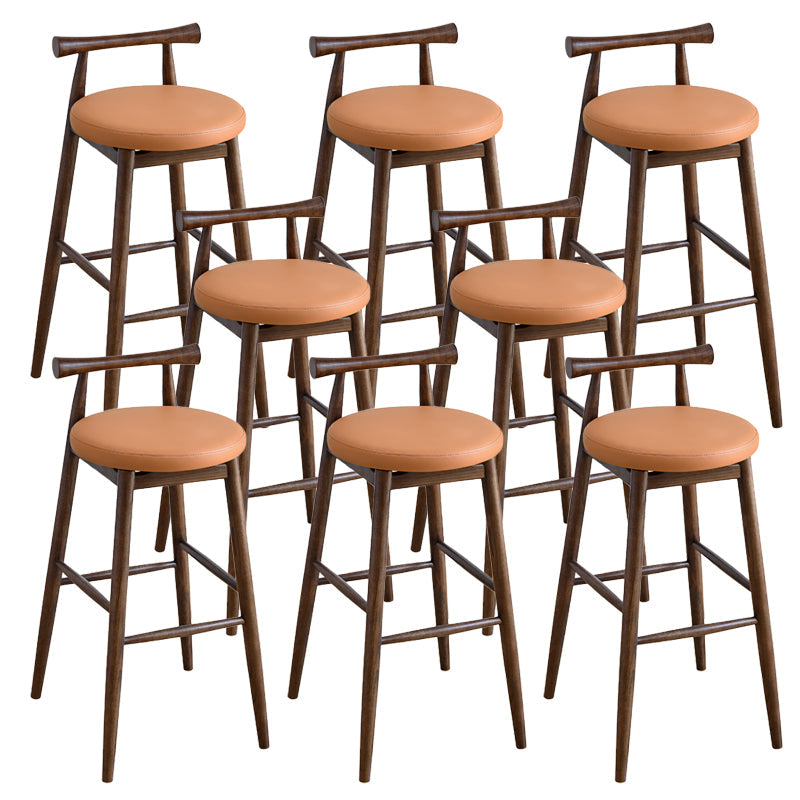 Contemporary Ash Wood Backrest Counter High Stool with 4 Legs Orange 8 Piece Set Clearhalo 'Bar Furniture' 'Bar Stools' 'bar_stools' 'furn' 'furn_bar_stools' 'Furniture' 'Kitchen & Dining Furniture' 7734481