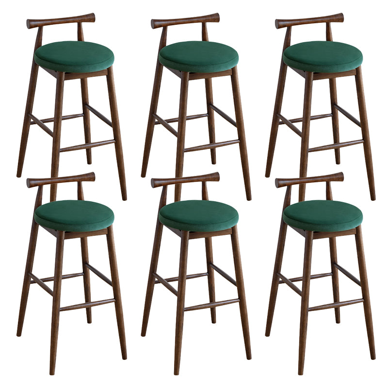 Contemporary Ash Wood Backrest Counter High Stool with 4 Legs Green 6 Piece Set Clearhalo 'Bar Furniture' 'Bar Stools' 'bar_stools' 'furn' 'furn_bar_stools' 'Furniture' 'Kitchen & Dining Furniture' 7734489