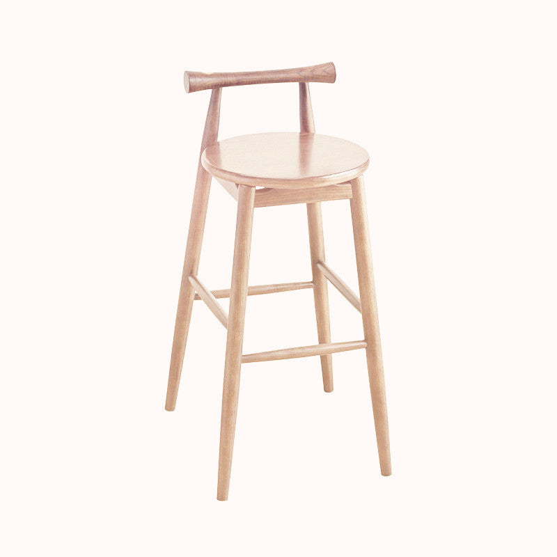 Contemporary Ash Wood Backrest Counter High Stool with 4 Legs Wood 1 Piece Clearhalo 'Bar Furniture' 'Bar Stools' 'bar_stools' 'furn' 'furn_bar_stools' 'Furniture' 'Kitchen & Dining Furniture' 7734492
