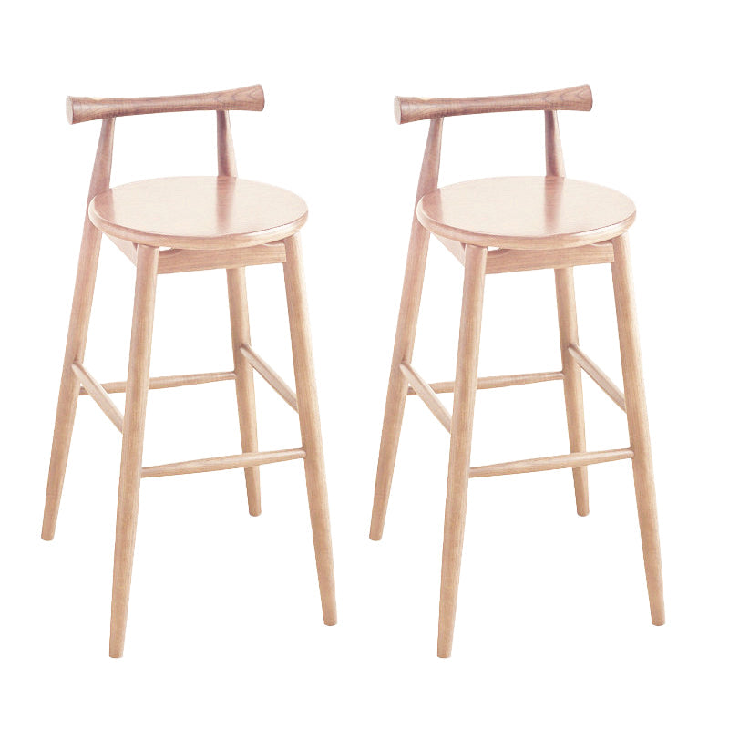 Contemporary Ash Wood Backrest Counter High Stool with 4 Legs Wood 2 Piece Set Clearhalo 'Bar Furniture' 'Bar Stools' 'bar_stools' 'furn' 'furn_bar_stools' 'Furniture' 'Kitchen & Dining Furniture' 7734494