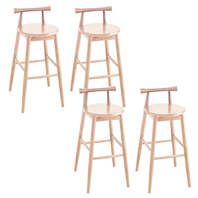 Contemporary Ash Wood Backrest Counter High Stool with 4 Legs Wood 4 Piece Set Clearhalo 'Bar Furniture' 'Bar Stools' 'bar_stools' 'furn' 'furn_bar_stools' 'Furniture' 'Kitchen & Dining Furniture' 7734495