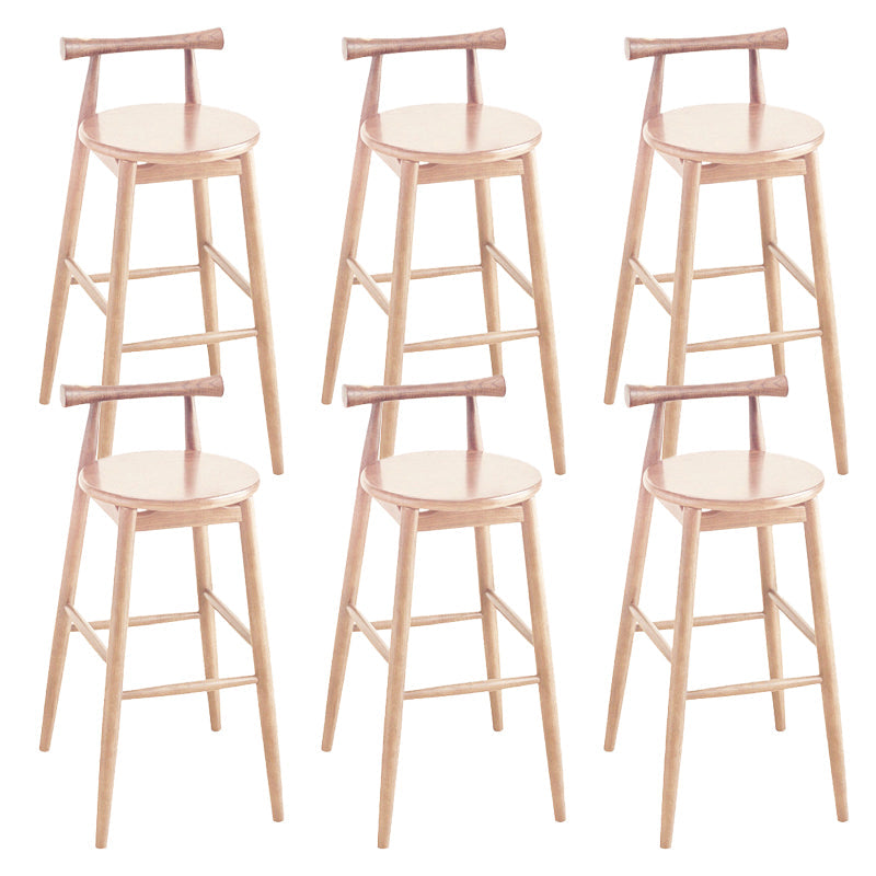 Contemporary Ash Wood Backrest Counter High Stool with 4 Legs Wood 6 Piece Set Clearhalo 'Bar Furniture' 'Bar Stools' 'bar_stools' 'furn' 'furn_bar_stools' 'Furniture' 'Kitchen & Dining Furniture' 7734496