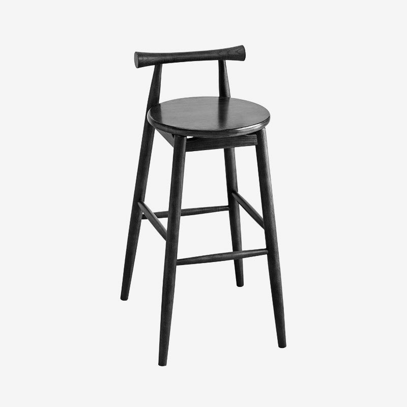 Contemporary Ash Wood Backrest Counter High Stool with 4 Legs Black 1 Piece Clearhalo 'Bar Furniture' 'Bar Stools' 'bar_stools' 'furn' 'furn_bar_stools' 'Furniture' 'Kitchen & Dining Furniture' 7734498