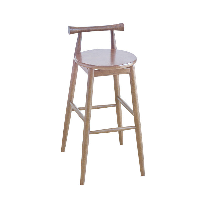 Contemporary Ash Wood Backrest Counter High Stool with 4 Legs Light Walnut 1 Piece Clearhalo 'Bar Furniture' 'Bar Stools' 'bar_stools' 'furn' 'furn_bar_stools' 'Furniture' 'Kitchen & Dining Furniture' 7734503