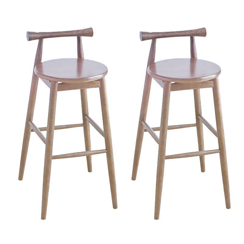 Contemporary Ash Wood Backrest Counter High Stool with 4 Legs Light Walnut 2 Piece Set Clearhalo 'Bar Furniture' 'Bar Stools' 'bar_stools' 'furn' 'furn_bar_stools' 'Furniture' 'Kitchen & Dining Furniture' 7734504