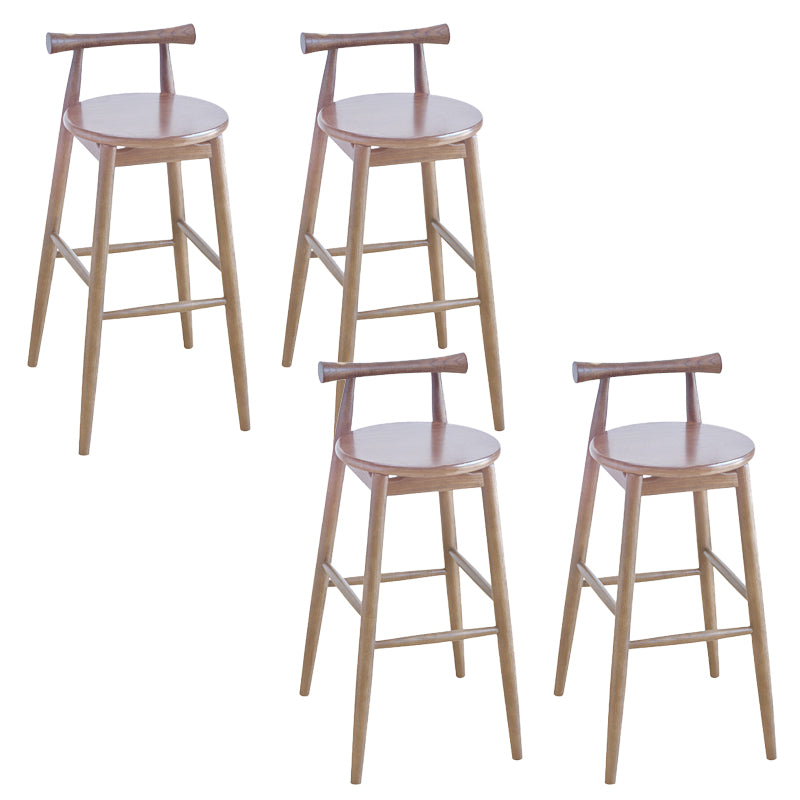 Contemporary Ash Wood Backrest Counter High Stool with 4 Legs Light Walnut 4 Piece Set Clearhalo 'Bar Furniture' 'Bar Stools' 'bar_stools' 'furn' 'furn_bar_stools' 'Furniture' 'Kitchen & Dining Furniture' 7734505