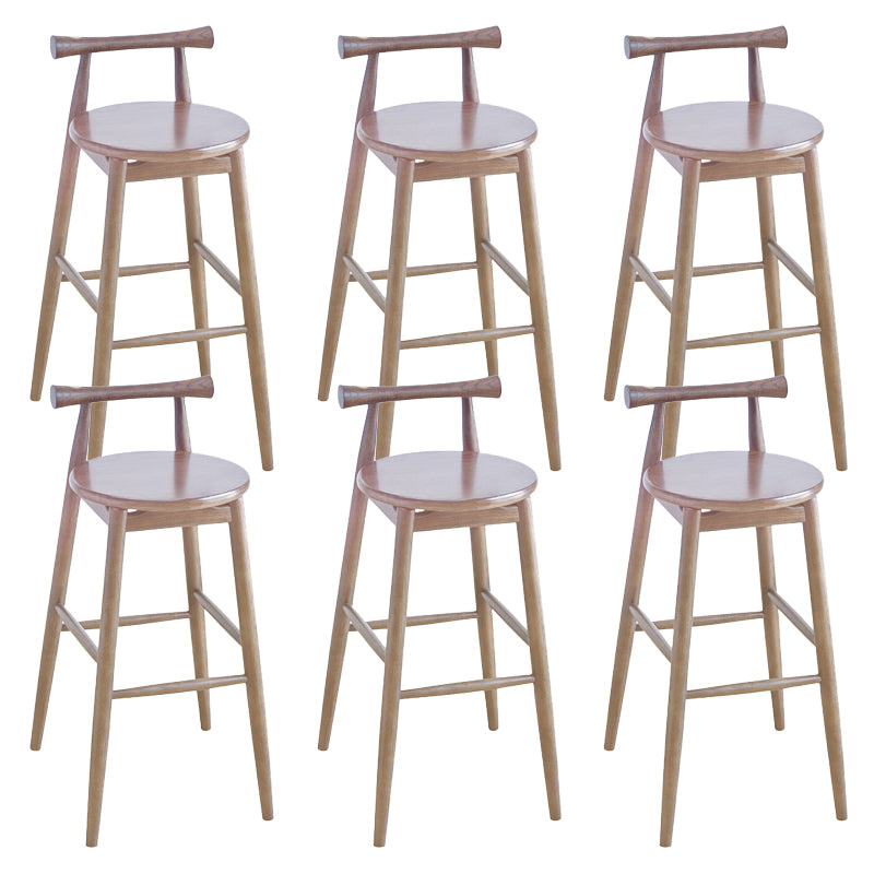 Contemporary Ash Wood Backrest Counter High Stool with 4 Legs Light Walnut 6 Piece Set Clearhalo 'Bar Furniture' 'Bar Stools' 'bar_stools' 'furn' 'furn_bar_stools' 'Furniture' 'Kitchen & Dining Furniture' 7734506
