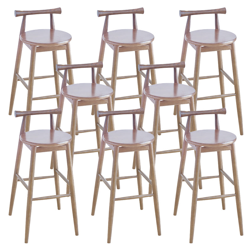Contemporary Ash Wood Backrest Counter High Stool with 4 Legs Light Walnut 8 Piece Set Clearhalo 'Bar Furniture' 'Bar Stools' 'bar_stools' 'furn' 'furn_bar_stools' 'Furniture' 'Kitchen & Dining Furniture' 7734507