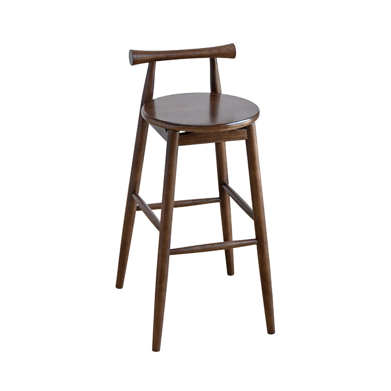 Contemporary Ash Wood Backrest Counter High Stool with 4 Legs Walnut 1 Piece Clearhalo 'Bar Furniture' 'Bar Stools' 'bar_stools' 'furn' 'furn_bar_stools' 'Furniture' 'Kitchen & Dining Furniture' 7734508