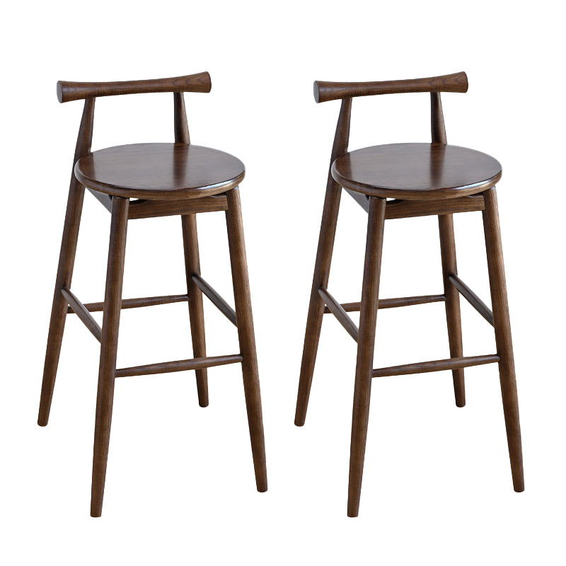 Contemporary Ash Wood Backrest Counter High Stool with 4 Legs Walnut 2 Piece Set Clearhalo 'Bar Furniture' 'Bar Stools' 'bar_stools' 'furn' 'furn_bar_stools' 'Furniture' 'Kitchen & Dining Furniture' 7734509