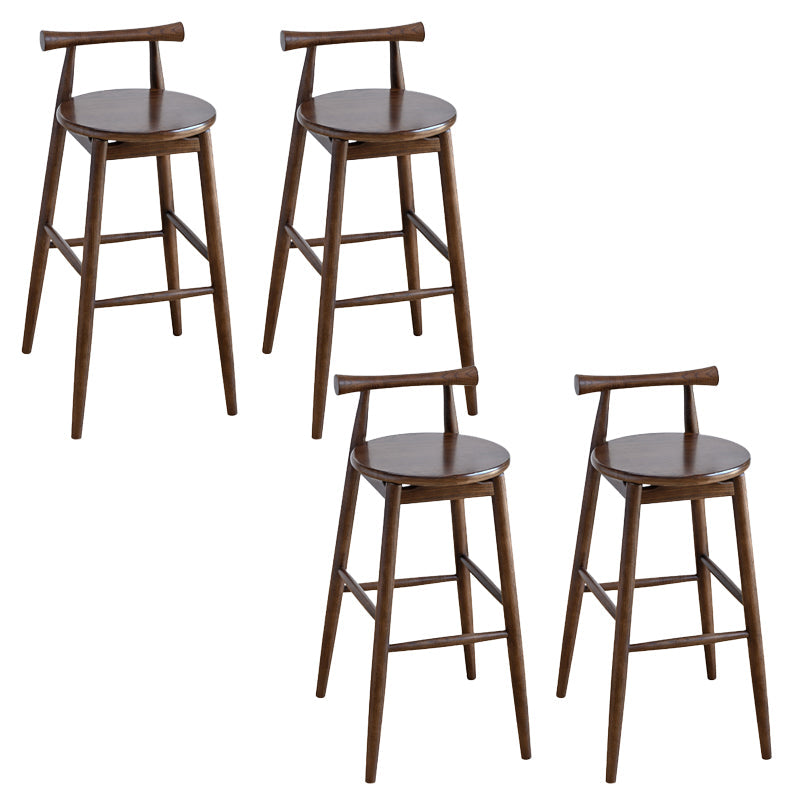 Contemporary Ash Wood Backrest Counter High Stool with 4 Legs Walnut 4 Piece Set Clearhalo 'Bar Furniture' 'Bar Stools' 'bar_stools' 'furn' 'furn_bar_stools' 'Furniture' 'Kitchen & Dining Furniture' 7734510