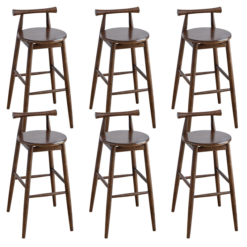 Contemporary Ash Wood Backrest Counter High Stool with 4 Legs Walnut 6 Piece Set Clearhalo 'Bar Furniture' 'Bar Stools' 'bar_stools' 'furn' 'furn_bar_stools' 'Furniture' 'Kitchen & Dining Furniture' 7734511