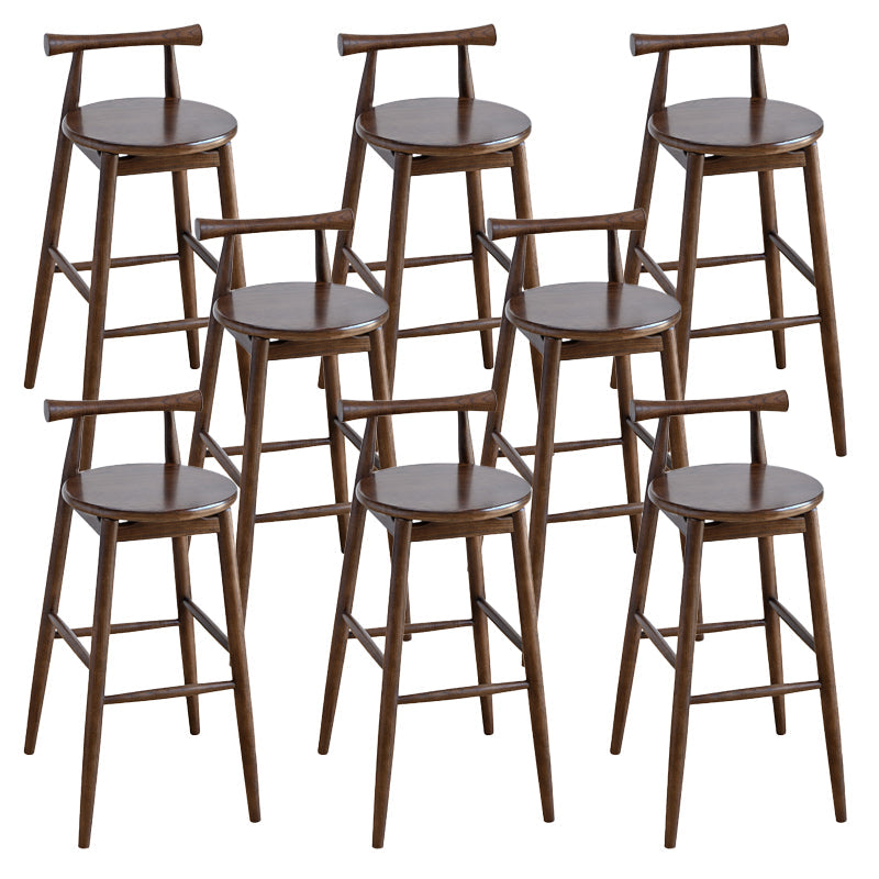 Contemporary Ash Wood Backrest Counter High Stool with 4 Legs Walnut 8 Piece Set Clearhalo 'Bar Furniture' 'Bar Stools' 'bar_stools' 'furn' 'furn_bar_stools' 'Furniture' 'Kitchen & Dining Furniture' 7734512