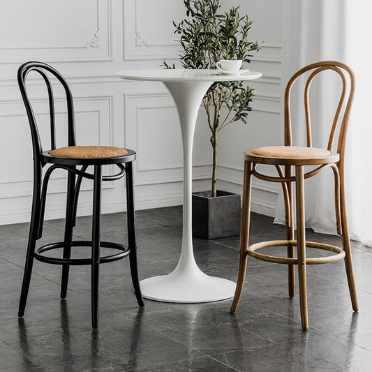 Sgabello con banco in legno massiccio in stile moderno con 4 gambe