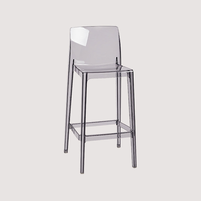 Contemporary Plastic Transparent Backrest Counter High Stool with 4 Legs