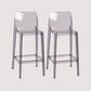 Contemporary Plastic Transparent Backrest Counter High Stool with 4 Legs