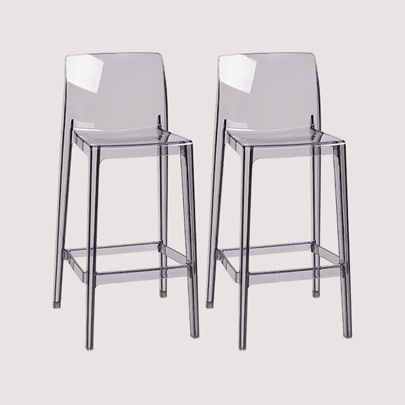 Contemporary Plastic Transparent Backrest Counter High Stool with 4 Legs