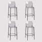 Contemporary Plastic Transparent Backrest Counter High Stool with 4 Legs