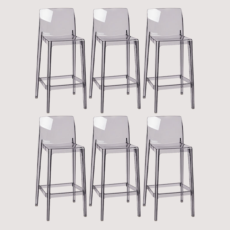 Contemporary Plastic Transparent Backrest Counter High Stool with 4 Legs