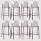 Contemporary Plastic Transparent Backrest Counter High Stool with 4 Legs