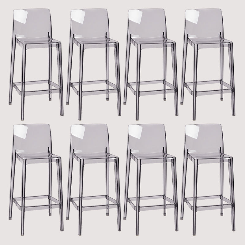 Contemporary Plastic Transparent Backrest Counter High Stool with 4 Legs