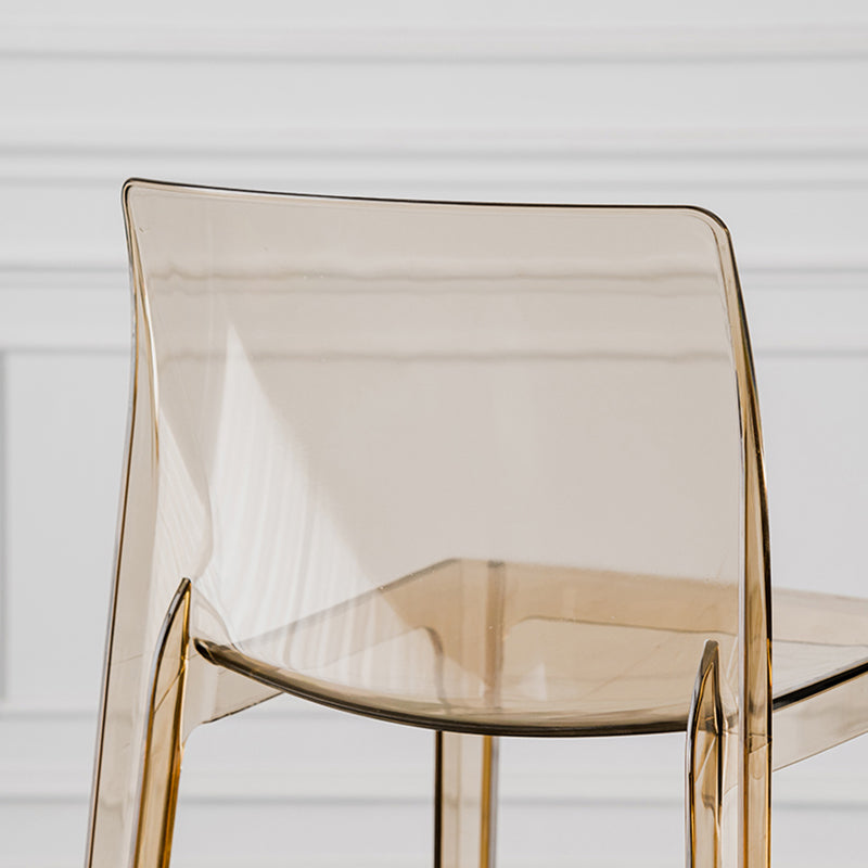 Contemporary Plastic Transparent Backrest Counter High Stool with 4 Legs