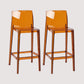 Contemporary Plastic Transparent Backrest Counter High Stool with 4 Legs
