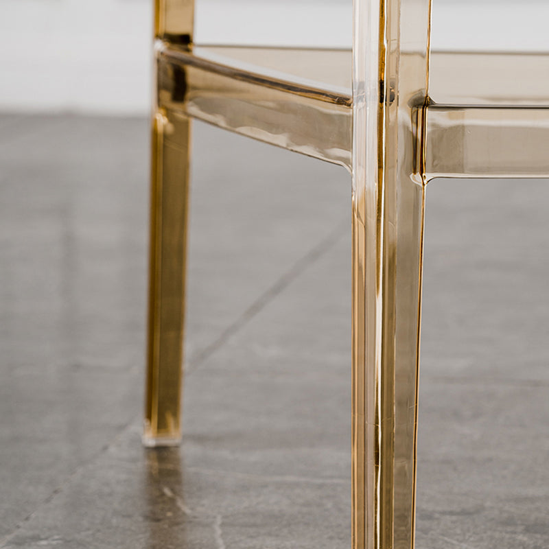 Contemporary Plastic Transparent Backrest Counter High Stool with 4 Legs