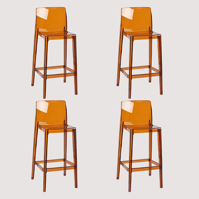 Contemporary Plastic Transparent Backrest Counter High Stool with 4 Legs