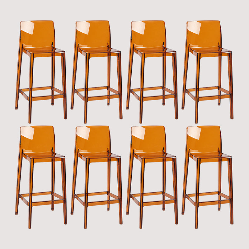 Contemporary Plastic Transparent Backrest Counter High Stool with 4 Legs