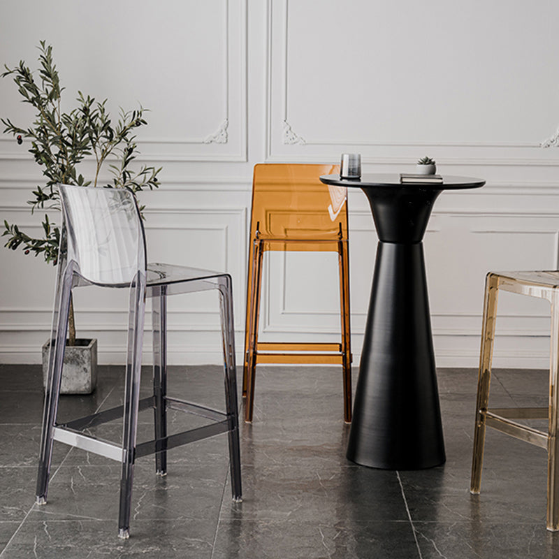 Contemporary Plastic Transparent Backrest Counter High Stool with 4 Legs