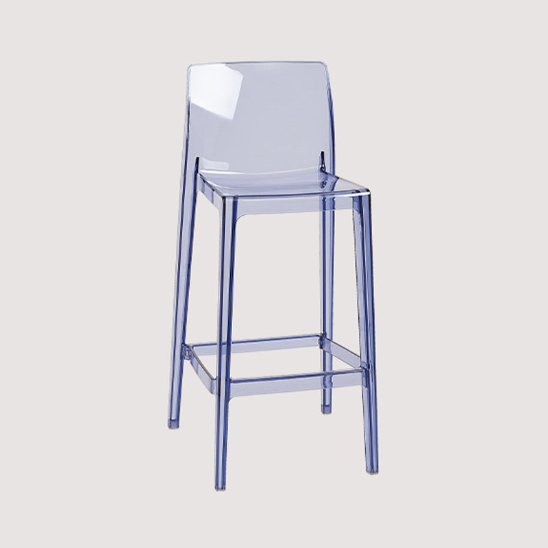 Contemporary Plastic Transparent Backrest Counter High Stool with 4 Legs