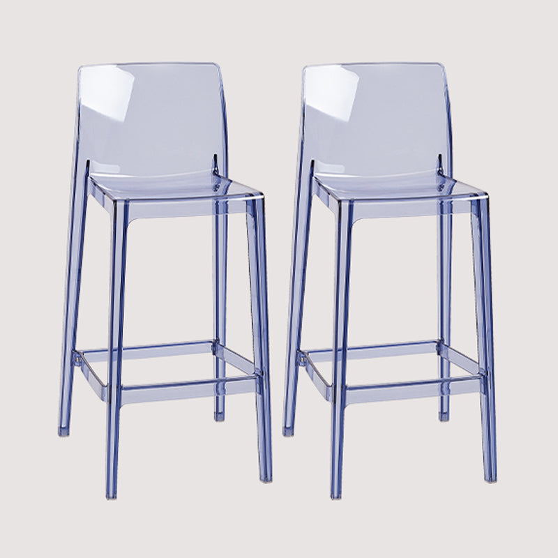 Contemporary Plastic Transparent Backrest Counter High Stool with 4 Legs