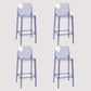 Contemporary Plastic Transparent Backrest Counter High Stool with 4 Legs