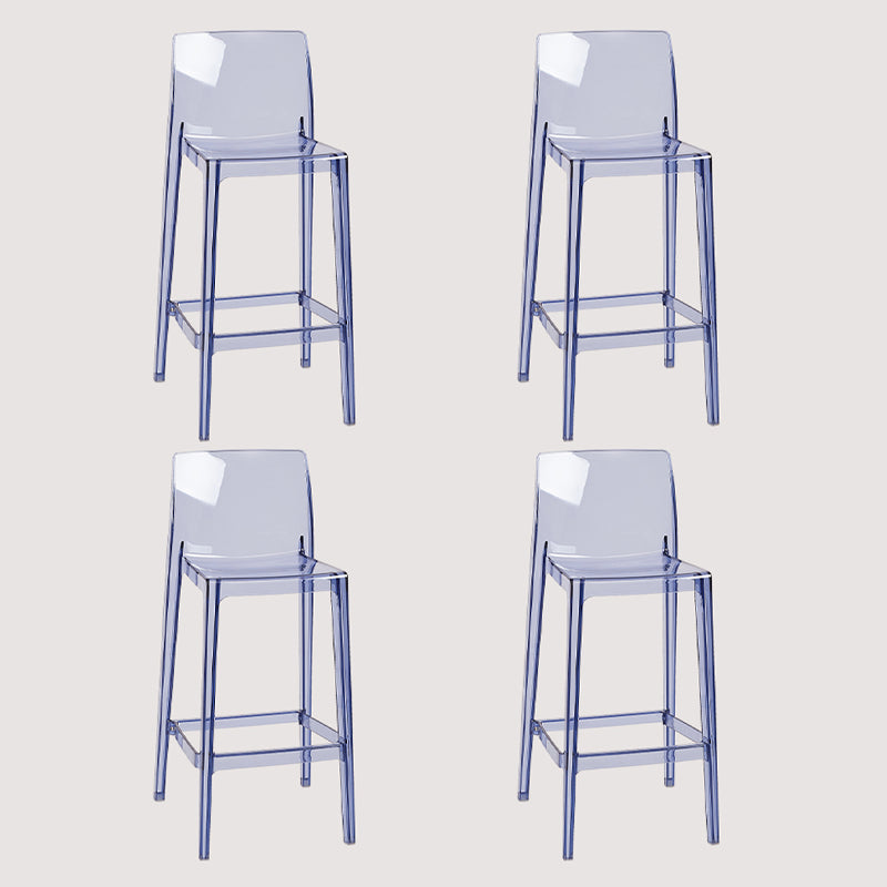 Contemporary Plastic Transparent Backrest Counter High Stool with 4 Legs