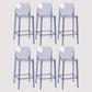 Contemporary Plastic Transparent Backrest Counter High Stool with 4 Legs