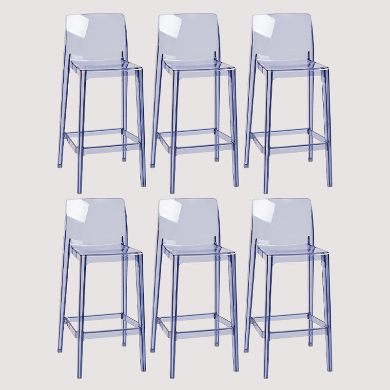 Contemporary Plastic Transparent Backrest Counter High Stool with 4 Legs