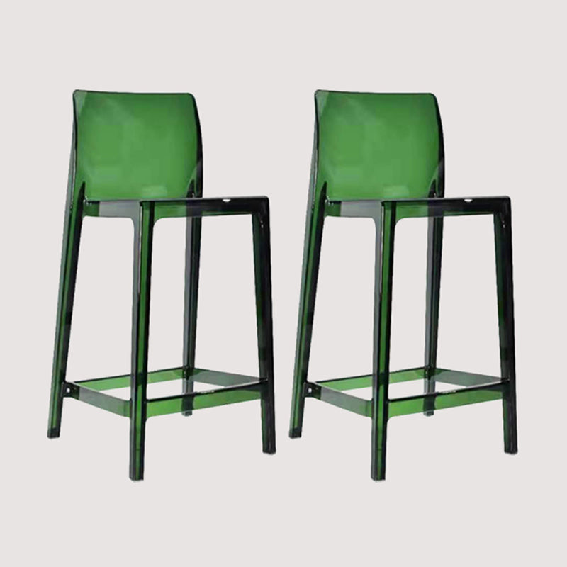 Contemporary Plastic Transparent Backrest Counter High Stool with 4 Legs