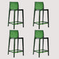 Contemporary Plastic Transparent Backrest Counter High Stool with 4 Legs