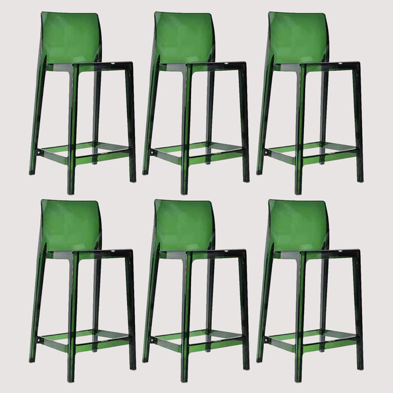 Contemporary Plastic Transparent Backrest Counter High Stool with 4 Legs