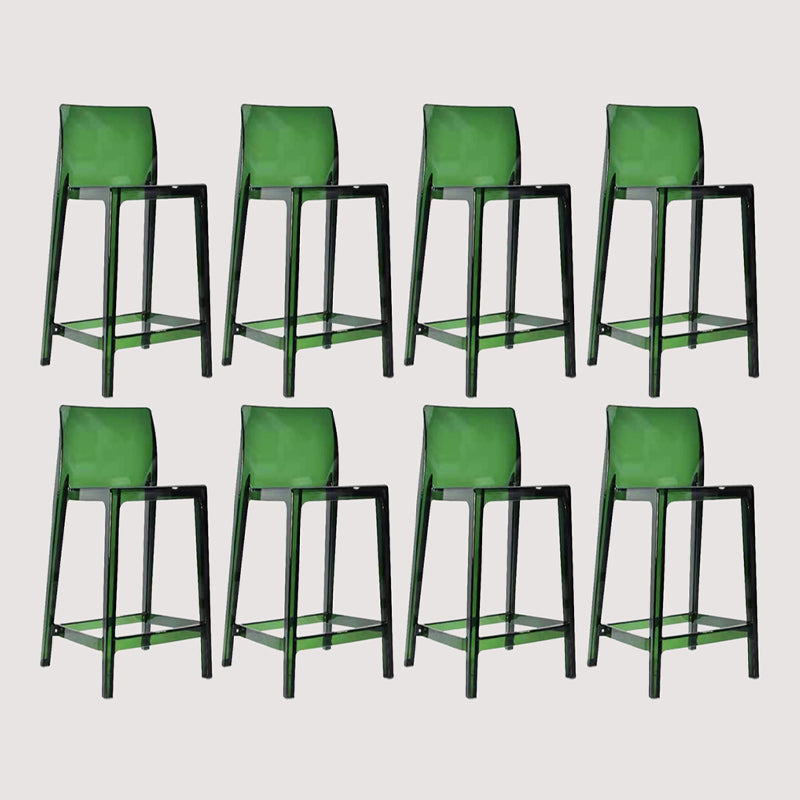 Contemporary Plastic Transparent Backrest Counter High Stool with 4 Legs