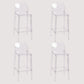Contemporary Plastic Transparent Backrest Counter High Stool with 4 Legs