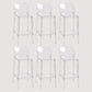 Contemporary Plastic Transparent Backrest Counter High Stool with 4 Legs