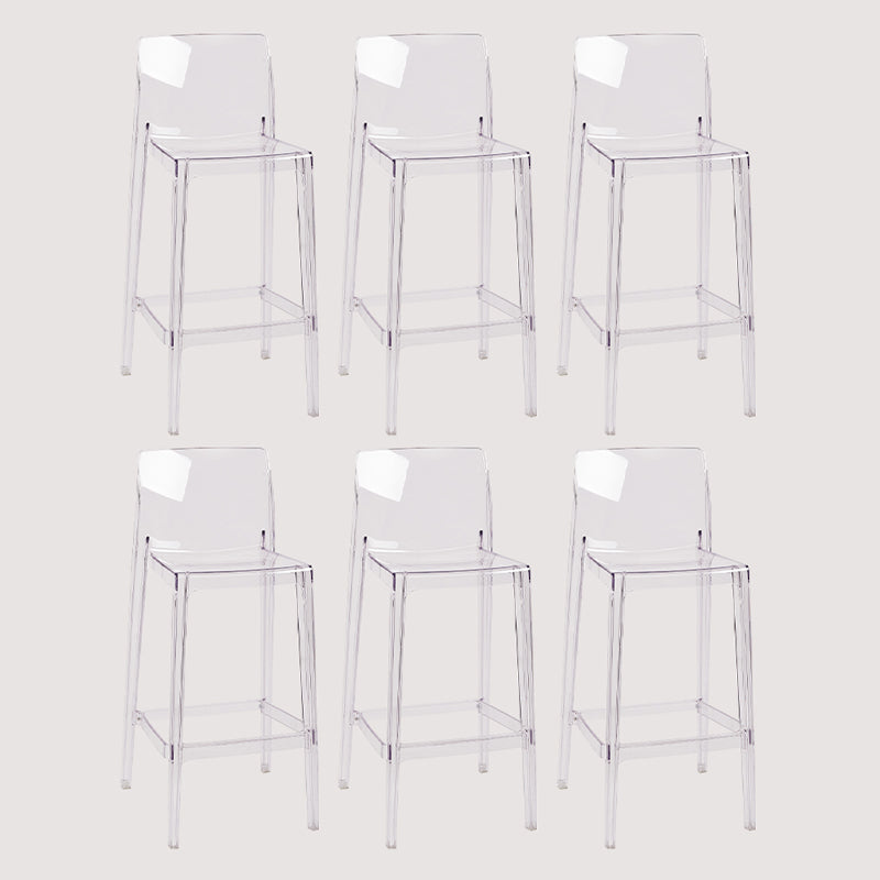 Contemporary Plastic Transparent Backrest Counter High Stool with 4 Legs