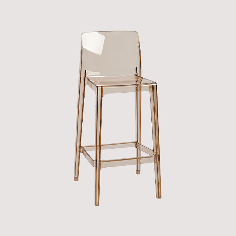 Contemporary Plastic Transparent Backrest Counter High Stool with 4 Legs