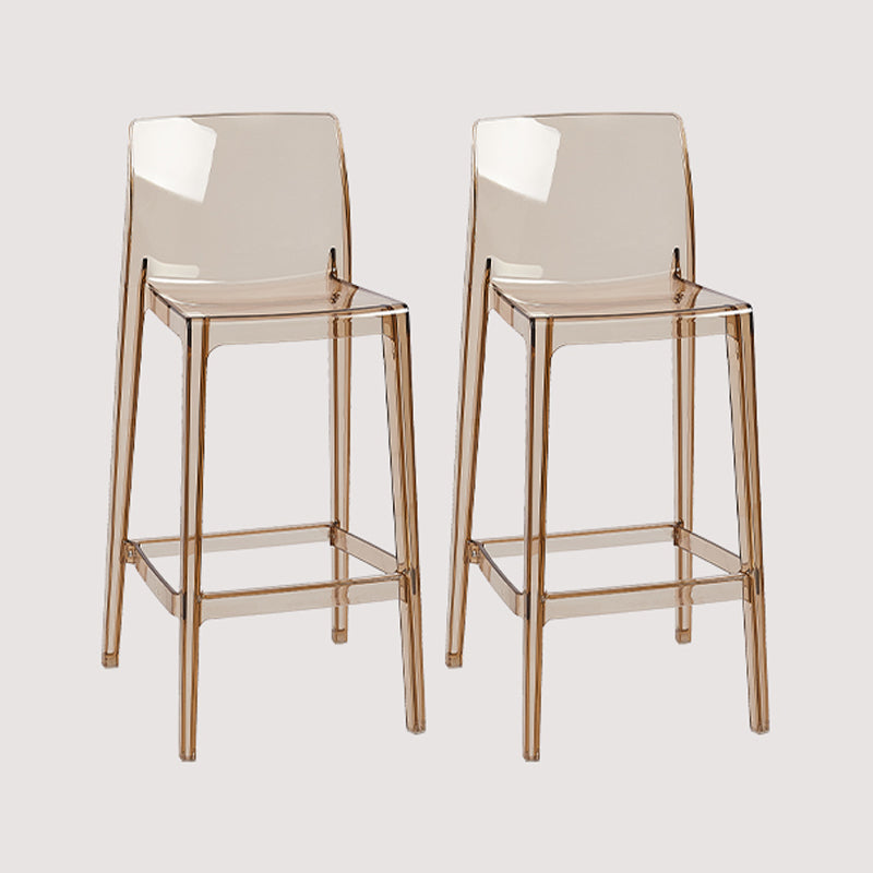 Contemporary Plastic Transparent Backrest Counter High Stool with 4 Legs