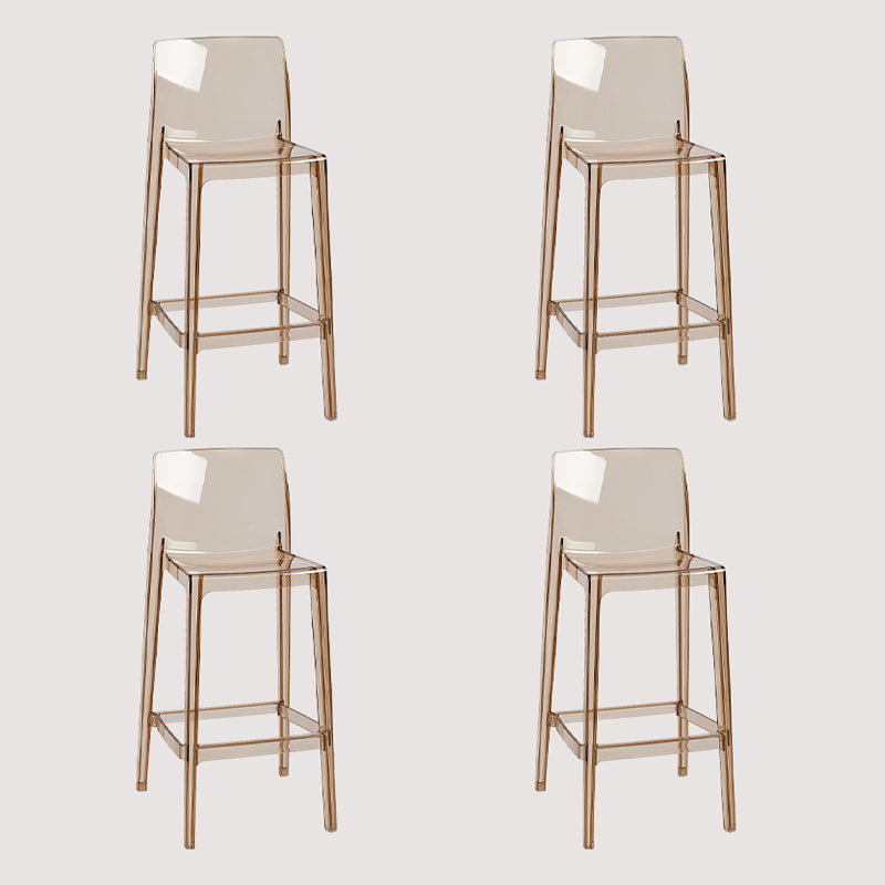 Contemporary Plastic Transparent Backrest Counter High Stool with 4 Legs